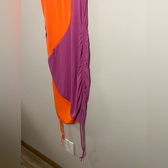 NWT Verdusa Women's Color Block Drawstring Ruched Ribbed Bodycon Dress .Size M - Picture 7 of 10